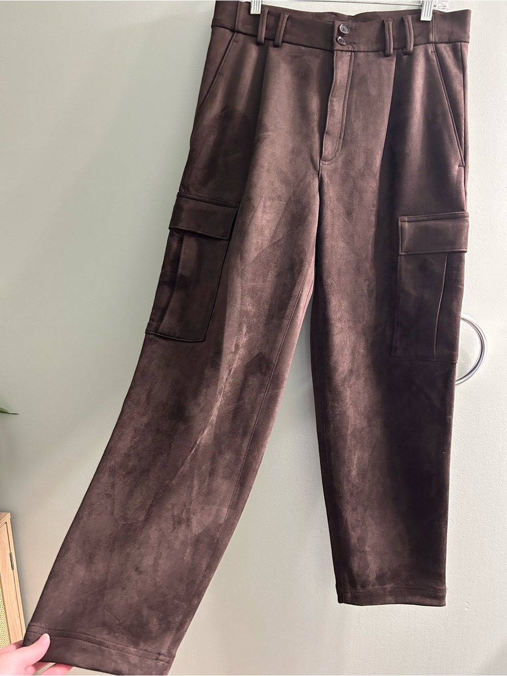 NWT Banana Republic Women's Vegan Suede Cargo Pants Brown